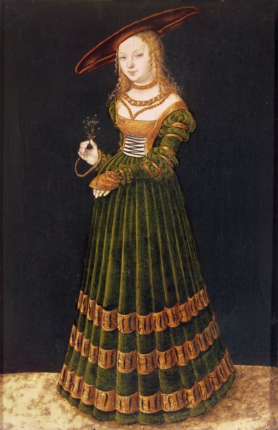 Junges Mädchen mit Blumen, 1526 von Lucas Cranach the Elder